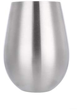 SDFGBNJK Premium Edelstahl Weinbecher, Unzerbrechliches Stemless Weinglas Weinbecher Kostenlos Ideal Für Den Täglichen Formellen Und Outdoor,Silber