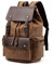 Rufun Leinwand Rucksack mit PU-Leder, Vintage-Stil, für Laptop, Schule und Reisen, Grau (Braun)