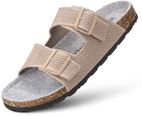 Giesswein Merino Slides Men - Pantolette mit ergonomischem Korkfußbett | Stufenlos verstellbare Riemen aus Ajour-Strick & weiche Merino-Decksohle – luftige Komfort-Sandale für Herren im Sommer