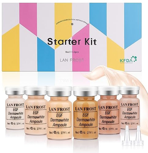BB Facial Glow Serum Starter Kit Hyaluronsäure Essenz Foundation Skin Care Kit 8ml 6pcs, Kombiniert mit Niacinamid und Peptiden zur Aufhellung des Hauttons Anti-Aging Foundation 6-Color Mix Pack