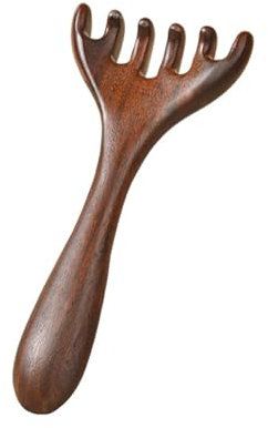 Massage Cuir Chevelu pour Meridienne, Head Spa Gua Sha Peigne en Bois, Masseur Tete Cheveux Bois de Santal, Scalp Massager Manuel (Forme Râteau)