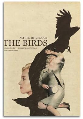 YRGGYRC The Birds Poster, Wandkunst, ästhetisches Leinwandbild, Poster, Vintage, dekoratives Gemälde für Wohnzimmer, Schlafzimmer, 30 x 45 cm, ungerahmter Stil