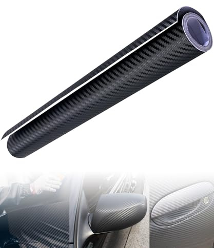 Flaconi Auto Folie,Karbon Folie für Auto,6D Selbstklebend Autofolie,150 X 30cm Schwarz Carbon Folie Matt,Selbstklebend Autofolie aus Vinyl,Geeignet für alle Motorrad,Innen und Außenbereich von Autos