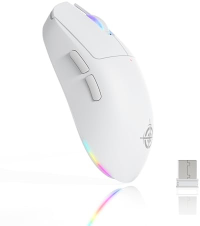 MAGIC-REFINER G6 Ratón Gaming Inalámbrico, 24000DPI, PixArt PAW3311, Barra de luz RGB, Bluetooth/2.4G/USB-C Cableado, 72g Superlight, Batería de 200 h, para PC/Mac, Blanco