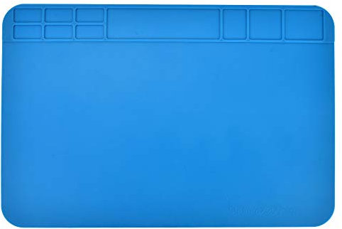 Baxnore Heat Insulation Silicone Pad, Computer Repair, Non-Slip Anti-Static Workstation Mat with Parts Storage Grooves for Motherboard Soldering, Laptop Maintenance