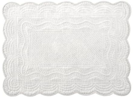 H&H Set 4 Tovagliette Trapuntate In Cotone Bianco Cm 45X33