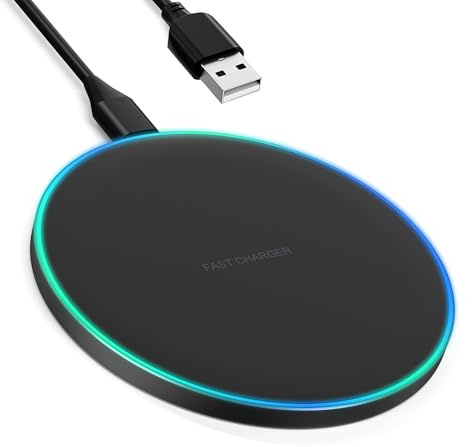 15W Wireless Charger, Induktive Ladestation für iPhone 17/16/15/14/13/12/Pro/Max/Plus/Mini/XS/XR, AirPods, Induktions Kabelloses Ladegerät für Samsung Galaxy S25/S23/S22/S21/S20/Note 20