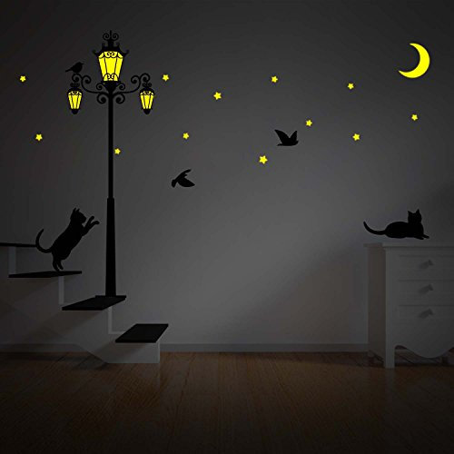 Walplus 220x120 cm Wandaufkleber Street Licht Leuchtet Im Dunkeln Abnehmbare Selbstklebend Wandbild Kunst Aufkleber Home Dekoration Wohnzimmer Schlafzimmer Büro Tapete Kinderzimmer Geschenk Schwarz