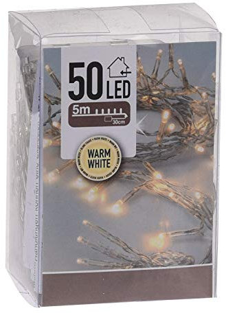 LED Lichterkette warm weiß mit Timer - 5 m Länge mit 50 LED - Weihnachts Beleuchtung für Innen - Indoor Weihnachten Advent Winter Tisch Fenster Deko Batterie betrieben