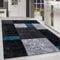 HomebyHome Teppich Wohnzimmer 80x150 cm Läufer Flur Türkis Kariert Konturschnitt Design - Schlafzimmer Teppich Kurzflor Extra Weich Pflegeleicht Teppiche für Küche Esszimmer - Carpet Living Room