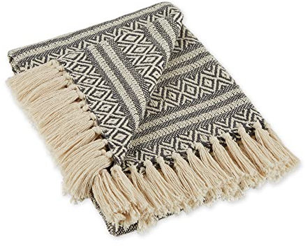 DII Adobe gestreifte Decke mit Fransen für Stuhl, Couch, Picknick, Camping, Strand und den täglichen Gebrauch, 127 x 152,4 cm, Adobe Stripe Mineral