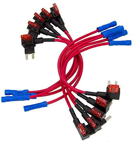 WinPower 10 Stück Mini Autosicherungen Stromdieb, Stecksicherung Verteiler Flachsicherungsadapter 10A Sicherung Tap Adapter Sicherungshalter