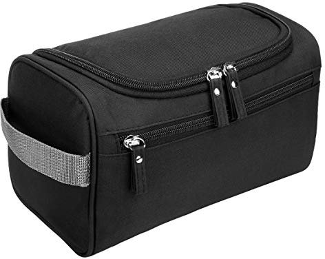 Trousse de Toilette Organisateuer de Toilette Sac de Toilette Homme Femme étanche Kit de Rasage Cosmétique Organisateur avec Crochet et Poignée pour Voyage Gym Business et Vacance Noir