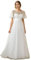 Ever-Pretty Damen Abendkleid A-Linie Spitze Kurze Ärmel Partykleid lang Weiß 52