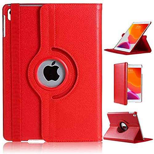 DN-Technology 10.2 inch iPad Case For iPad 9th / 8th / 7th Generation Case 360° Rotating Viewing Angle Protective Smart Folio Cover For Apple iPad 10.2 inch 2021/2020 / 2019 (RED)