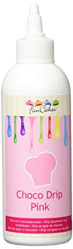 FunCakes Choco Drip Pink: Köstlicher Geschmack, Einfach zu Verwenden, Perfekt für Tropfkuchen, Schöne rosa Farbe. Wiederverschließbare Packung 180 g.