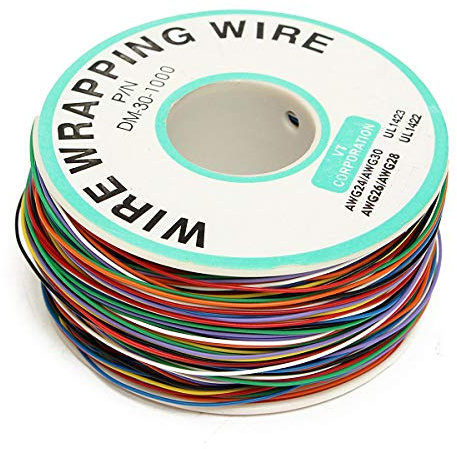 MASUNN 250M 30AWG Circuit Board Flyer Wire Airline PCB Jumper Cable Wrapping Wire Single-Core Tinned Copper Wire Wrap Electronic Wire——Multicolor
