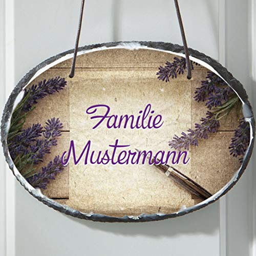 Manutextur Schiefer Türschild - mit Namen - viele Motive - Eingangsschild - Schiefertafel - individuell Bedruckt - personalisiert - persönliches Geschenk