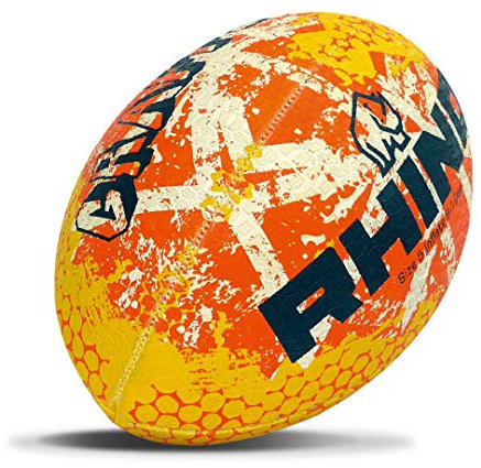 Rhino Graffiti Rugby Ball (Orange Yellow, 5)