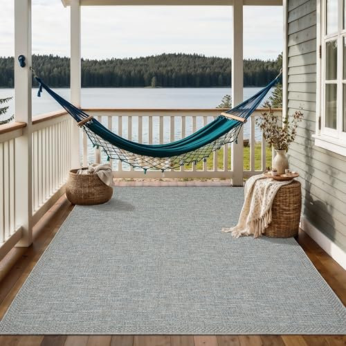the carpet Calgary - robuster Teppich, Flachgewebe, modernes Design, ideal für Wohnzimmer, Esszimmer und Außenbereich, In- und Outdoor, Vintage-Optik, Boho-Style, Türkis, 67 x 180 cm