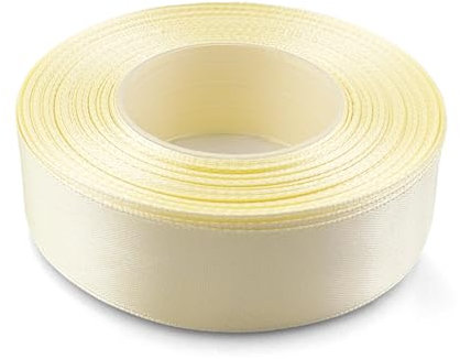 Netuno 1x ruban de satin jaune clair 25 mm x 32 m rouleaux de ruban satin ruban décoratif ruban tissu ruban de décoration ruban satin pour emballages cadeaux bricolage mariage anniversaires artisanat
