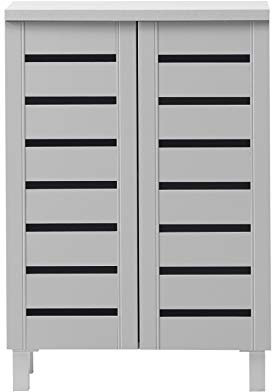 Timber Art Design UK Shoe Storage Cabinet Organiser,Shelving for Space Saving, Shoe Shelves, Cupboard Hallway Bedroom (33 x 60 x 87.2 cm, Light Grey)