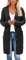 kinstell Ladies Long Sleeve Button Top Chunky Aran Cable Knitted Long Length Boyfriend Grandad Cardigan UK Black