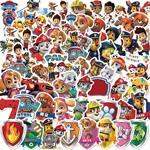 Deen Sticker Set Paw Patrol 50 Stück, Kinder Anime Graffiti Aufkleber, Wasserfeste Vinyl Cartoon Stickers, für Auto Fahrrad Motorrad Skateboard Moped Koffer Laptop DIY Scrapbooking Spielzeug Deko