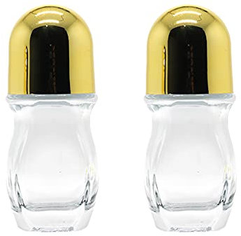 generic 2 PCS Glass Refillable Roll On Bottles Roller Bottle Plastic Rollerball Bottles Deodorant Container for Essential Oil Perfumes Balms