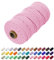Uiopa Makramee Garn 2mm x 200m, Baumwollkordel Farbig Baumwollgarn Geflochten Baumwollseil, Natürliche Baumwollschnur für Wandbehang, Vorhang, Traumfänger, Hängepflanze, Deko (Rosa)