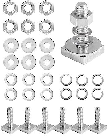 T Slot Bolts for Roof Rack Cross Bars, Platform, Cargo Basket, Stainless M8 x 30mm, 5mm Thickness, Square T Track Bolt Adapter to Secure Bike/Ski/Kayak Rack, Solar Panel, Awning