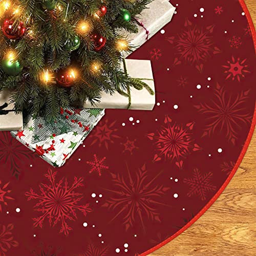 Treer Weihnachtsbaum Rock, Schneeflocke Muster Weihnachtsbaum Unterlage Weihnachtsbaum Decke Christbaumdecke Weihnachtsbaumdecken Christbaumständer Teppich (Schneeflocke,Durchmesser 120cm)
