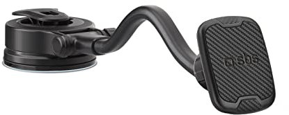 SBS supporto auto magnetico CALIFORNIA, portacellulare universale con braccio snodabile di 33cm e orientabile a 360°, supporto da parabrezza e cruscotto con ventosa e 2 piastrine incluse