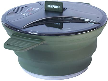 CAMPWOLF 2.5L Collapsible Camping Cook Pot,Portable Cookware for Outdoor Hiking (Dark Green)