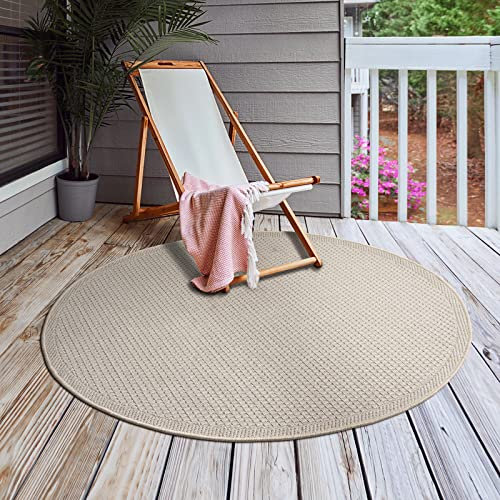 the carpet Toulouse - In- und Outdoor Teppich für Wohnzimmer und Küche - Pflegeleicht, Wasserabweisend, Robust und Strapazierfähig, Beige, 120 cm Rund