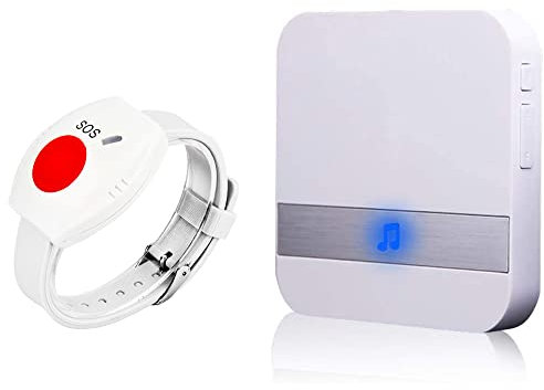 ALEENFOON Allarme Di Emergenza Mobile e Wireless, Per La Casa, Con Polso Pulsante Di Emergenza, Versione Plug-in, Per Persone Bisognose, Infermi, Anziani (1 a 1 Bianco)