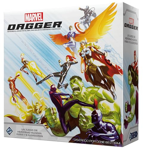 Fantasy Flight Games Marvel D.A.G.G.E.R. | Kooperatives Superhelden-Strategie-Brettspiel | ab 12 Jahren | 1 bis 5 Spieler | 3-4 Stunden pro Spiel | Spanisch