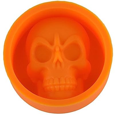 Poejetag Dreidimensionale Totenkopf Silikon Muffin Tassenkuchen Tasse robuste Halloween Backform Kristallharz Epoxid Kerzenform(orange)