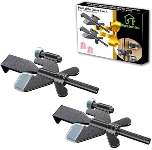 2 Pack Adjustable Portable Door Lock, Hotel Door Locks for Travelers Security, Prevent Unauthorized Entry, Door Stoppers Security for Travel Bedrooms Apartment Airbnb Dorm, with Silicone Caps