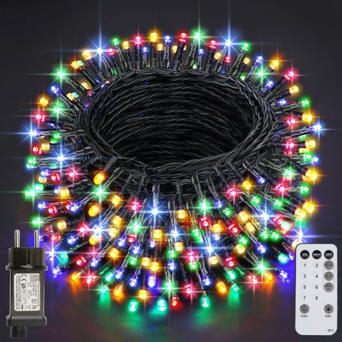 Realky Luci Albero di Natale, 38.2M 320 LED Luci Natalizie da Esterno ed Interno, 8 Modalità con Funzione Memoria e Telecomando Luci di Natale per Giardino, Balcone, Casa, Festa - Multicolore