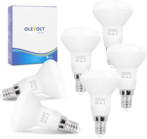 OLEVOLT E14 LED Lampe Dimmbar, 5W 550 Lumen Glühbirne Entspricht 40W, Strahler 3000 Kelvin Warmweiß, Reflektorlampe R50 120° Abstrahlwinkel Energiesparlampe, 6 Stück