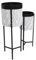 Vente-unique - Lot de 2 Cache-Pots sur Pied en métal- D. 20 x H. 53 cm et D. 25 x H. 69 cm - Noir et Blanc - CAPOLI