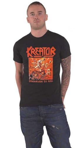 Kreator T Shirt Pleasure to Kill Band Logo Nue offiziell Herren Schwarz M