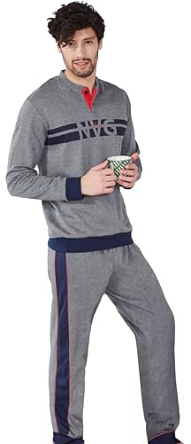 Navigare Pigiama Uomo Invernale Caldo Cotone Interlock Grigio 2141340 (54/XXL, B2141343)
