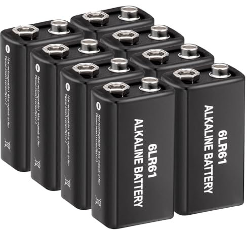 CICMOD Batterie Alcaline 9V Confezione da 8 Pile Alcaline 6LR61 Batteria Alcaline Blocco per Dispositivi Quotidiani