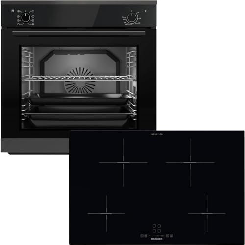 Oranier Einbau-Backofen Set EBS320 autark - 9 Funktionen - breites 80 cm Induktionskochfeld KFI380 - Kochfeld mit Slider-Bedienung & Warmhaltestufe