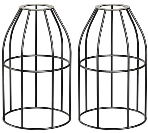 ledscom.de 2x Käfig-Lampenschirm, schwarz, 122mm Ø
