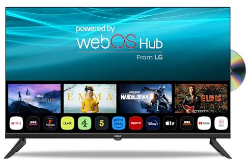 Cello C3224WSF 32 pollici SMART/DVD frameless TV lettore DVD integrato triplo tuner Bluetooth sistema operativo superveloce WebOS by LG Netflix Prime Made in Europe