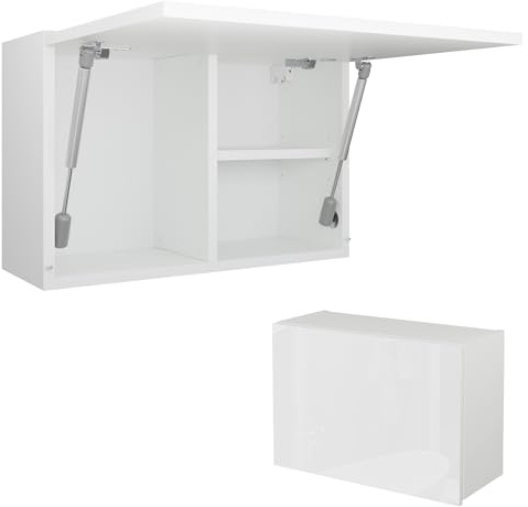 PLATAN ROOM Badschrank 80/120 / 160/200 / 240 breit Badmöbel Badezimmer Klapphängeschrank Schrank Hochglanz Matt Weiß (Weiß Matt/Weiß Hochglanz, 60 x 40 x 25)