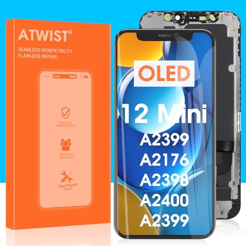 OLED Pantalla para iPhone 12 Mini LCD Display, Touchscreen Digitizer Pantalla Assembly para iPhone 12Mini LCD Display A2399, A2176, A2398 5,4